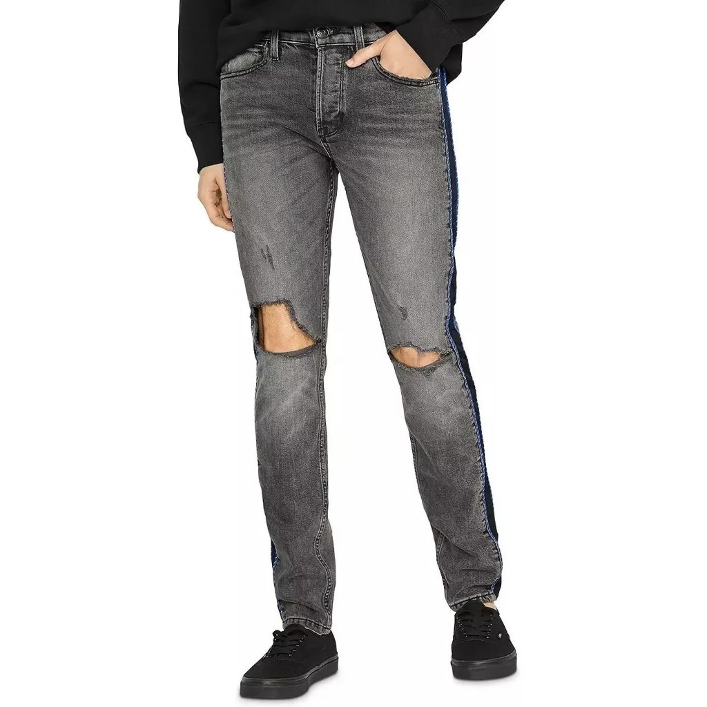 Hudson Axl Distressed Skinny Jeans W/ Side Stripe, Back Court, Size 33 Nwt